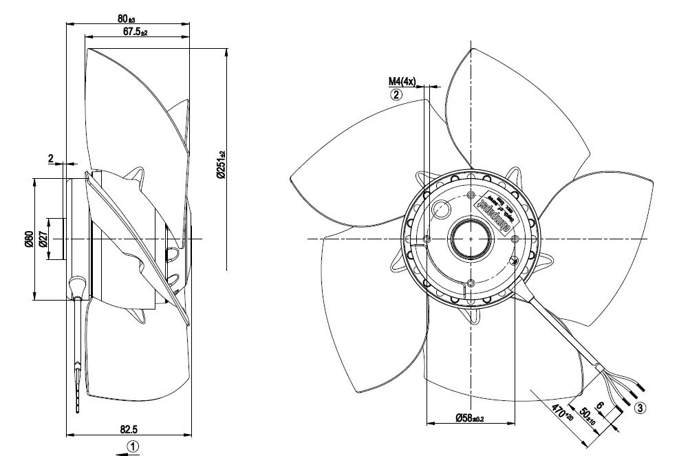 EBM-Papst Ventilator A2D250-AD26-05 A2D250AD2605 18583520
