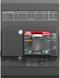 ABB - Vermogensschakelaar voor trafo-, generator- en installatiebeveiliging - XT1B 160/ 50   TMD FF 4 1SDA066815R1 18767588