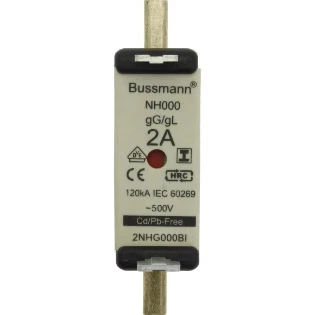 Eaton - Smeltpatroon (mes) - NH FUSE 2AMP 500V SIZE 000 GG IMGL 2NHG000BI 2239220