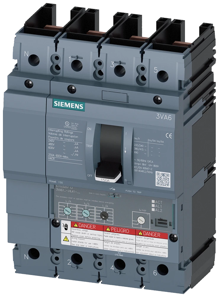 Siemens Vermogensschakelaar voor trafo-, generator- en installatiebeveiliging 3VA6115-5HL41-0AA0 3VA61155HL410AA0 385099