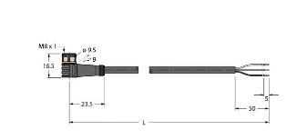 Turck - Sensor/actorkabel met connector - PKW3M-2/TXG 6628605 6593861