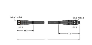 Turck - Sensor/actorkabel met connector - PKG3M-2-PSG3M/TEL 6625303 6594080