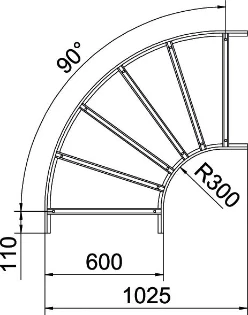 OBO - Bocht/hoekstuk kabelladder - SLB 90 1160R3 FT 6225182 6643396