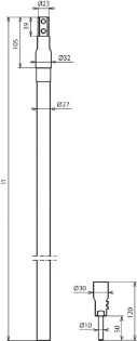 Dehn - Ronde geleider voor bliksemafleiding (beveiliging) - HVI P RAV 90 27 L6M SW 819165 7302479