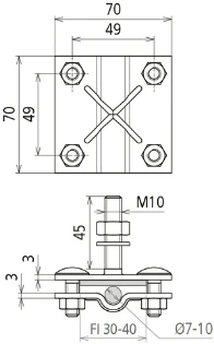 Dehn - Aansluitklem voor bliksembeveiliging - AK 7.10 FL40 GBM10X45 STTZN 478141 7303165