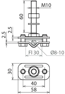 Dehn - Aansluitklem voor bliksembeveiliging - AK ZS 8.10 FL30 GBM10X60 V4A 478129 7303171